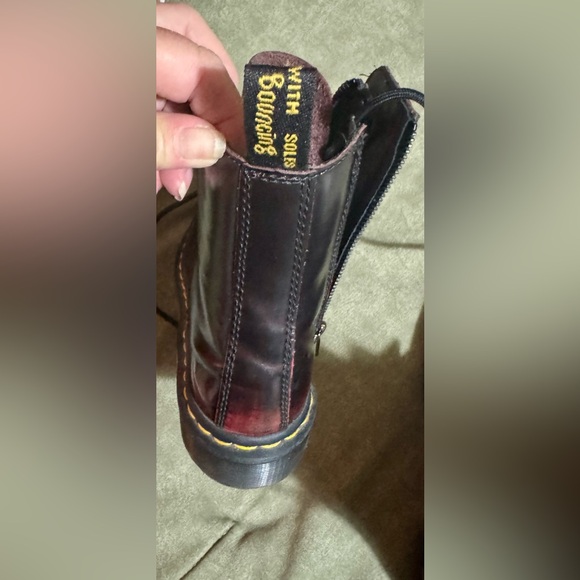 Dr. Martens Black and Burgundy Combat Boots - Picture 9 of 11
